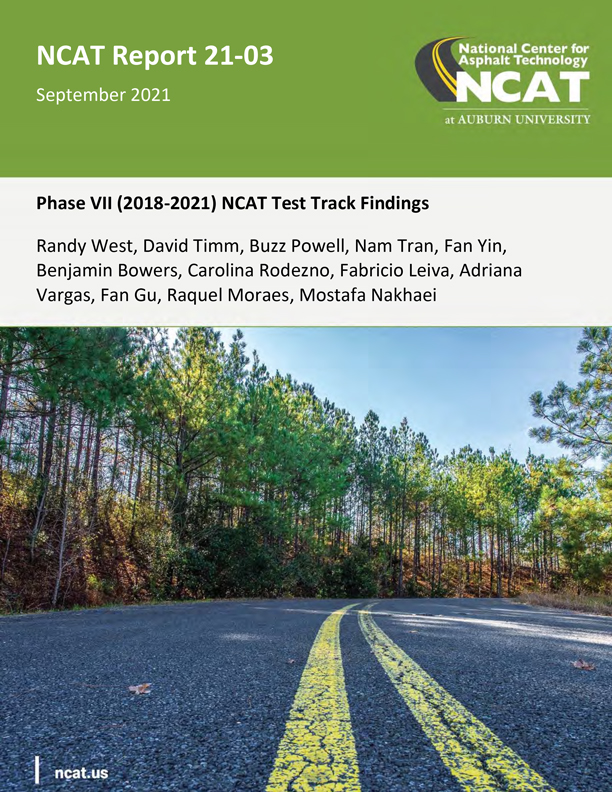 National Center for Asphalt Technology (NCAT) at Auburn University publishes the 2018-2021 test track report summarizing the pavement performance results of the hosted test track sections